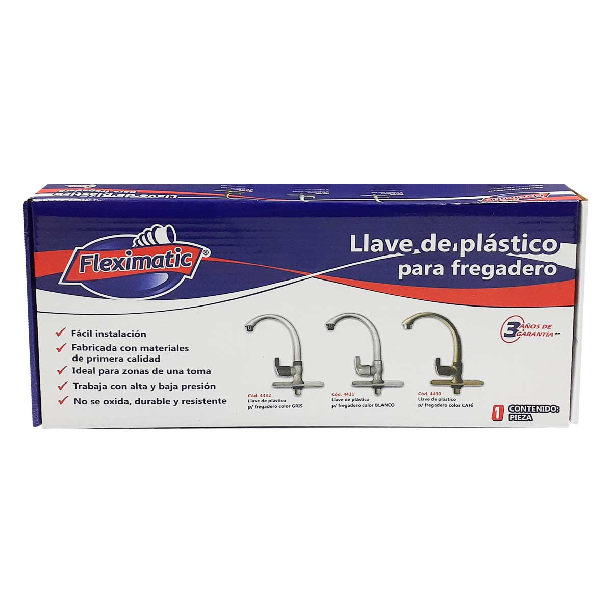 Llave Para Fregadero Fleximatic 4431 Blanco Facil Instalacion FLEXIMATIC Ferreabasto