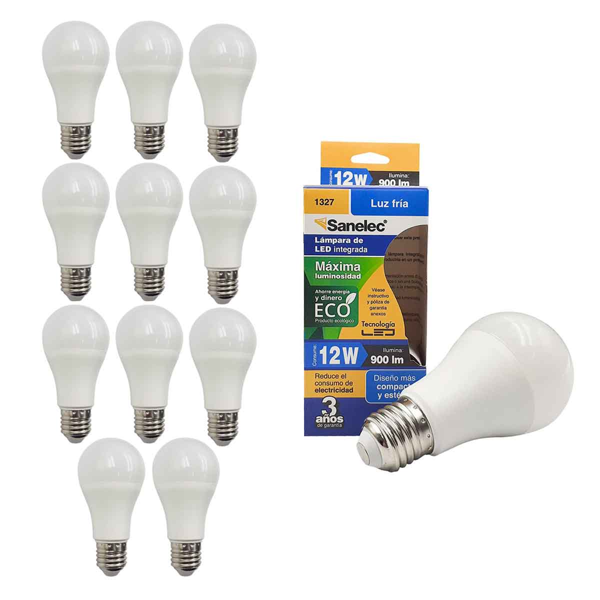 Foco Led 12W Sanelec 1327 Luz Blanca 6500K 12 Piezas SANTUL Ferreabasto