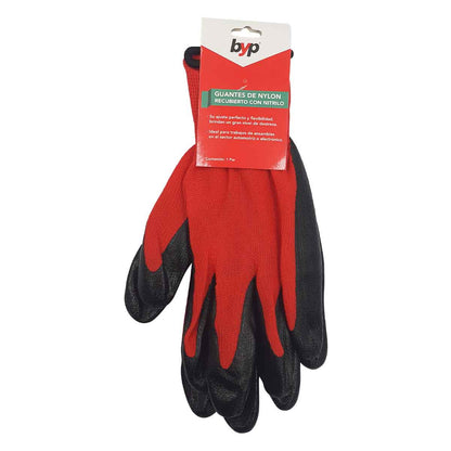 paquete guantes negro rojo recubierto nitrilo
