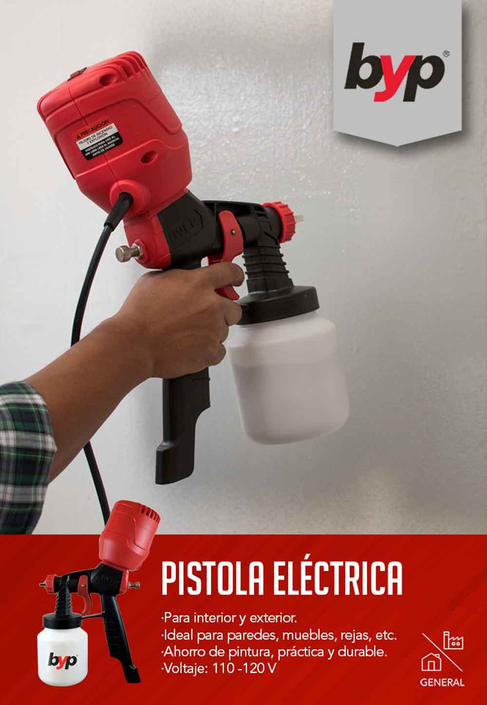 Pistola Electrica Hvlp 450w 110v 900ml Pintura Pel Byp BYP Ferreabasto