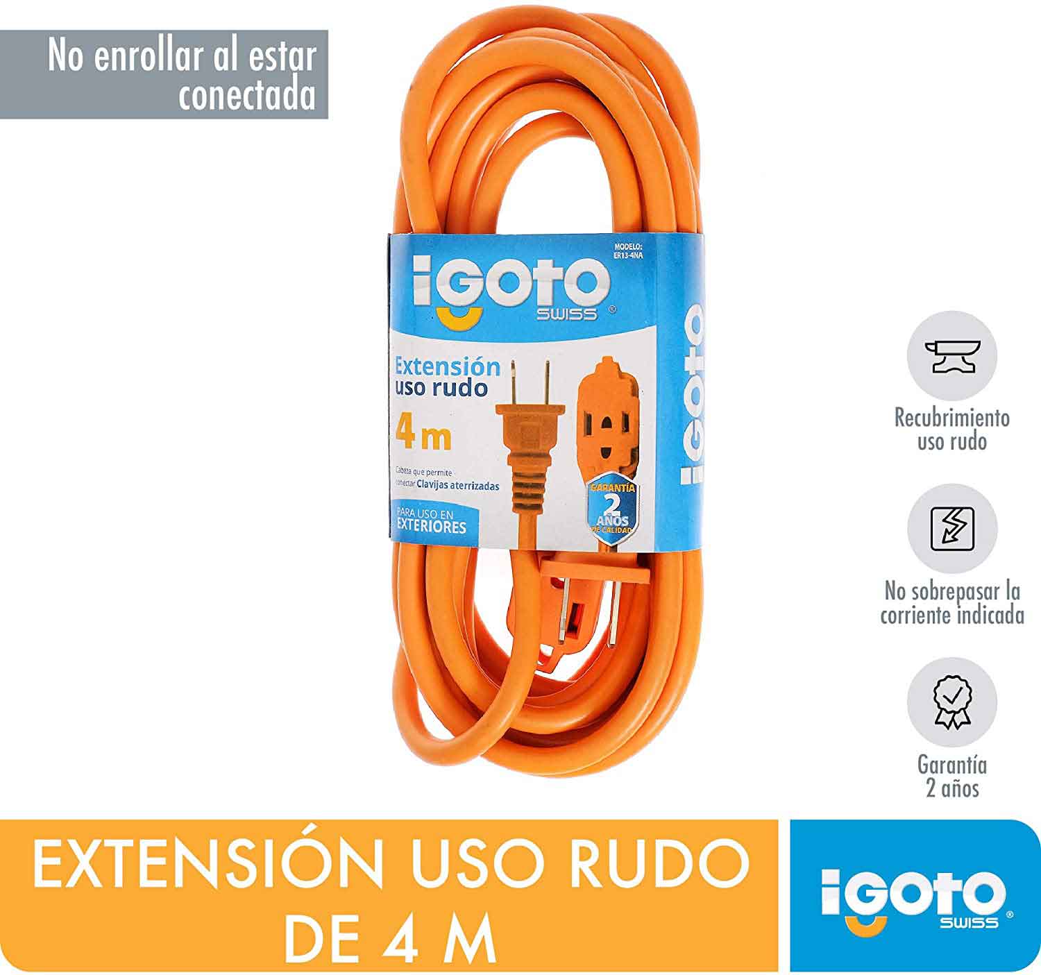 Extension Uso Rudo Naranja 16Awg 4M Igoto IGOTO Ferreabasto