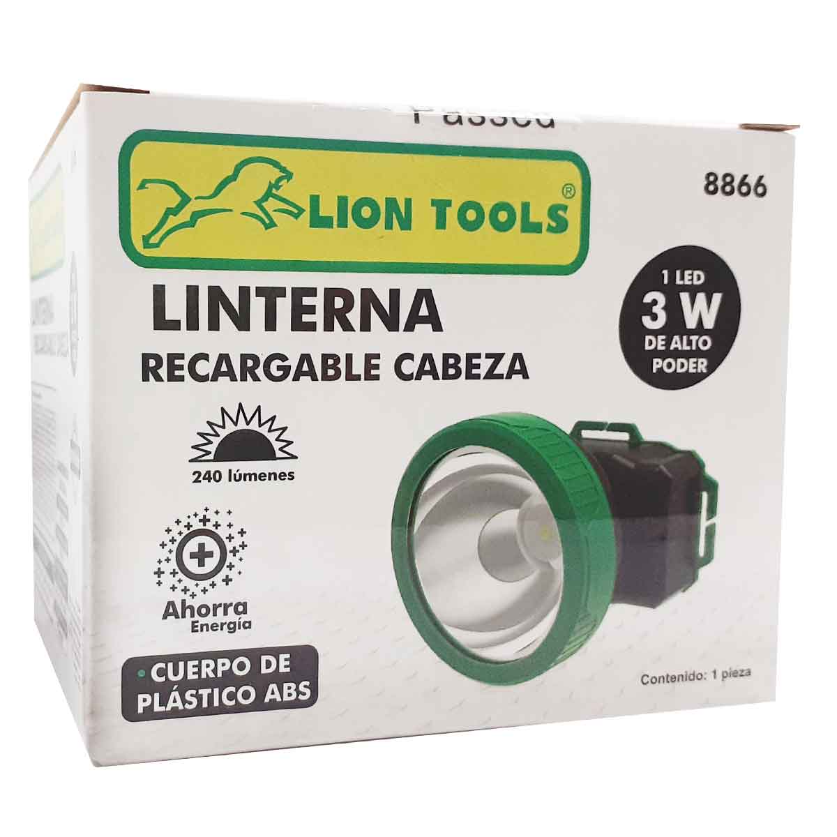 Linterna Led Recargable De Cabeza Minero 3w 240lm 8866 Lion Tools