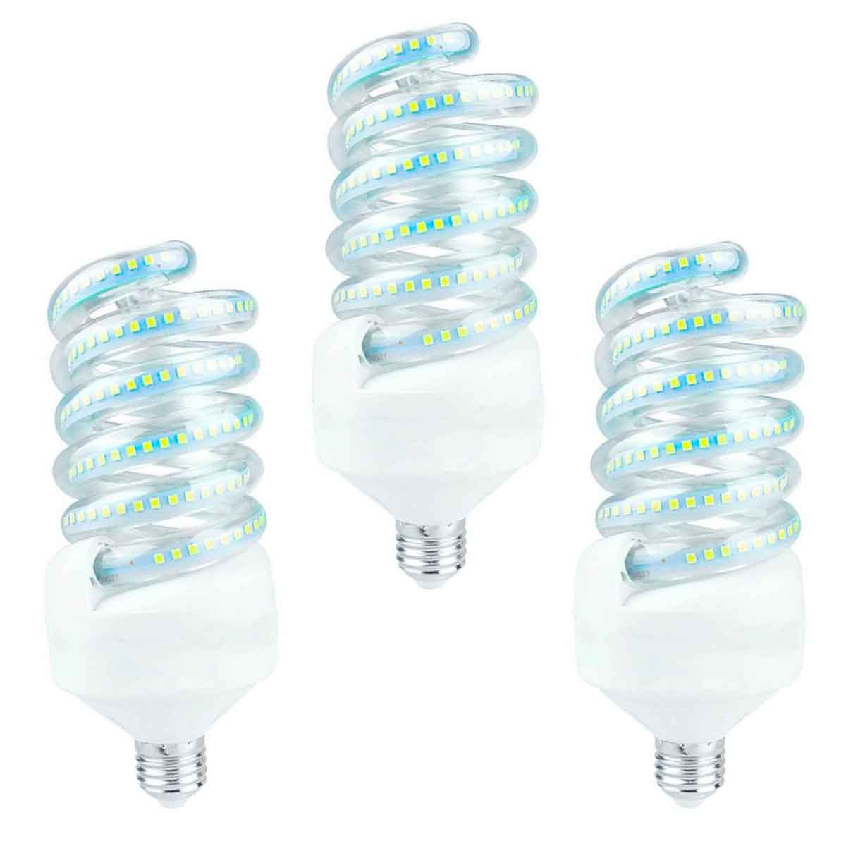 paquete de 3 focos espiral led luz blanca fria