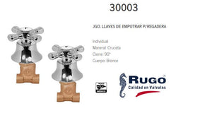 Jgo Llave Empotrar Individual Regadera Bronce Cruz Fontanery FONTANERY Ferreabasto