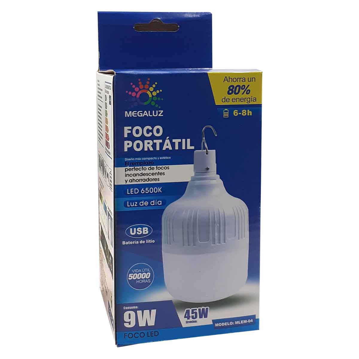 Foco Led Recargable De Emergencia Portatil Megaluz Luz de Dia 9w 720lm MEGALUZ Ferreabasto