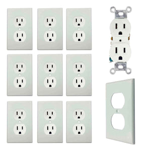 paquete de diez contactos y placas blanca duplex igoto