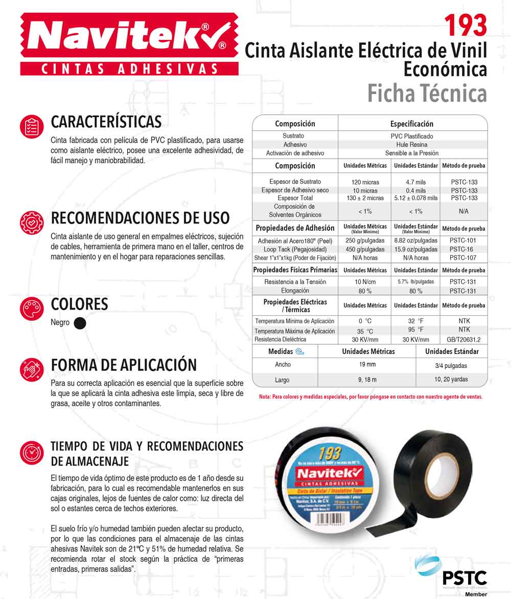 Cinta Aislante Electrica Vinil Navitek 19mm x 9m 10 Piezas NAVITEK Ferreabasto