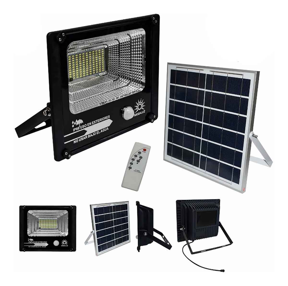 Reflector Led Panel Solar Recargable Exterior 120W Megaluz MEGALUZ Ferreabasto