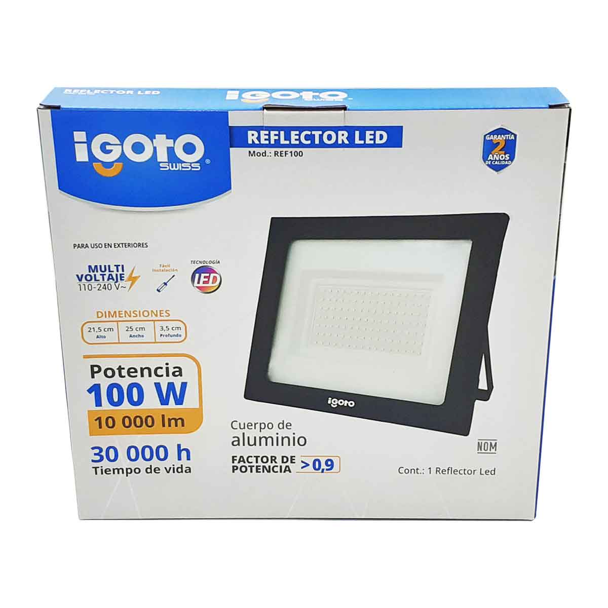 Lampara Led Reflector 100w 6500k Luz Dia Negro Ref100 Igoto IGOTO Ferreabasto