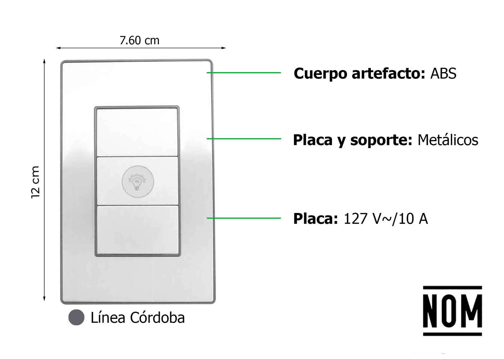 Placa Armada Atenuador Luz Sanelec 4643 Cordoba Acero Inoxidable SANELEC Ferreabasto