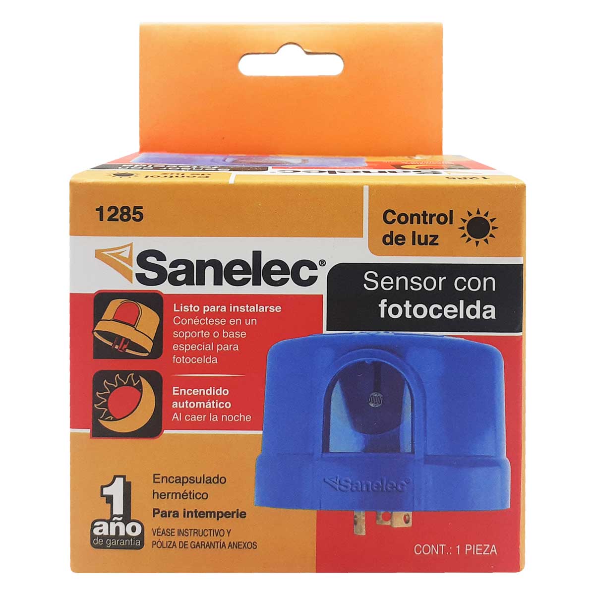 Sensor Con Fotocelda 85V-265V Sanelec 1285 Encendido Automatico SANELEC Ferreabasto