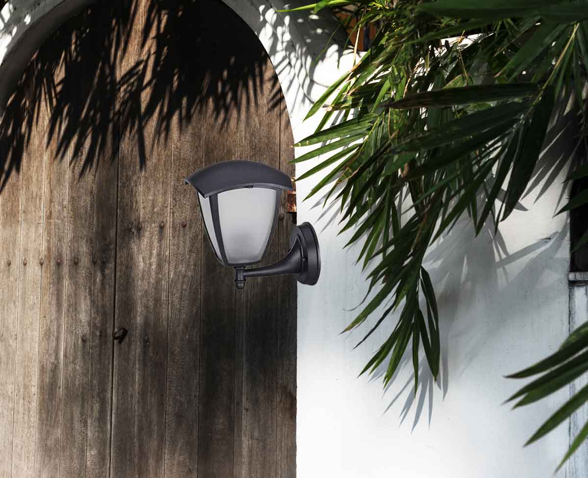 Farol Luminario Arbotante Soportado Boomer Black Milan Para Pared BOOMER Ferreabasto