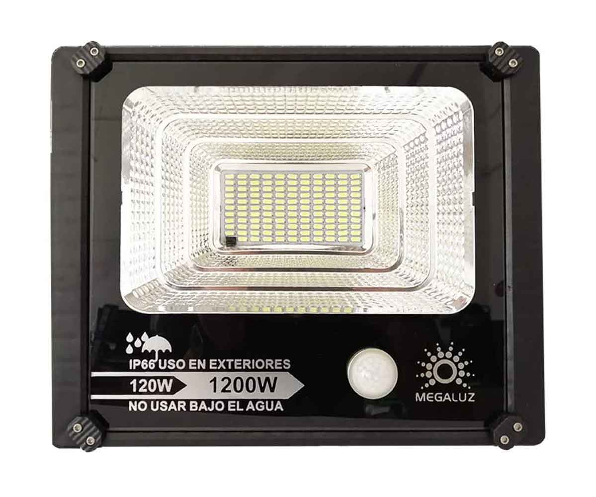 Reflector Led Panel Solar Recargable Exterior 120W Megaluz MEGALUZ Ferreabasto