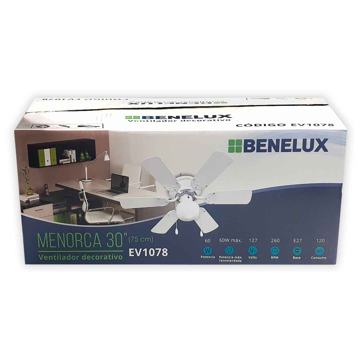 caja ventilador decorativo blanco benelux ev1078