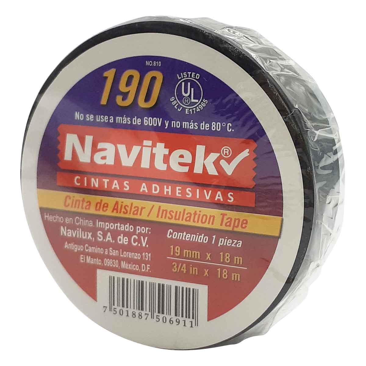 Cinta Aislante Electrica Vinil U L Navitek 19mm x 18m 10 Piezas NAVITEK Ferreabasto