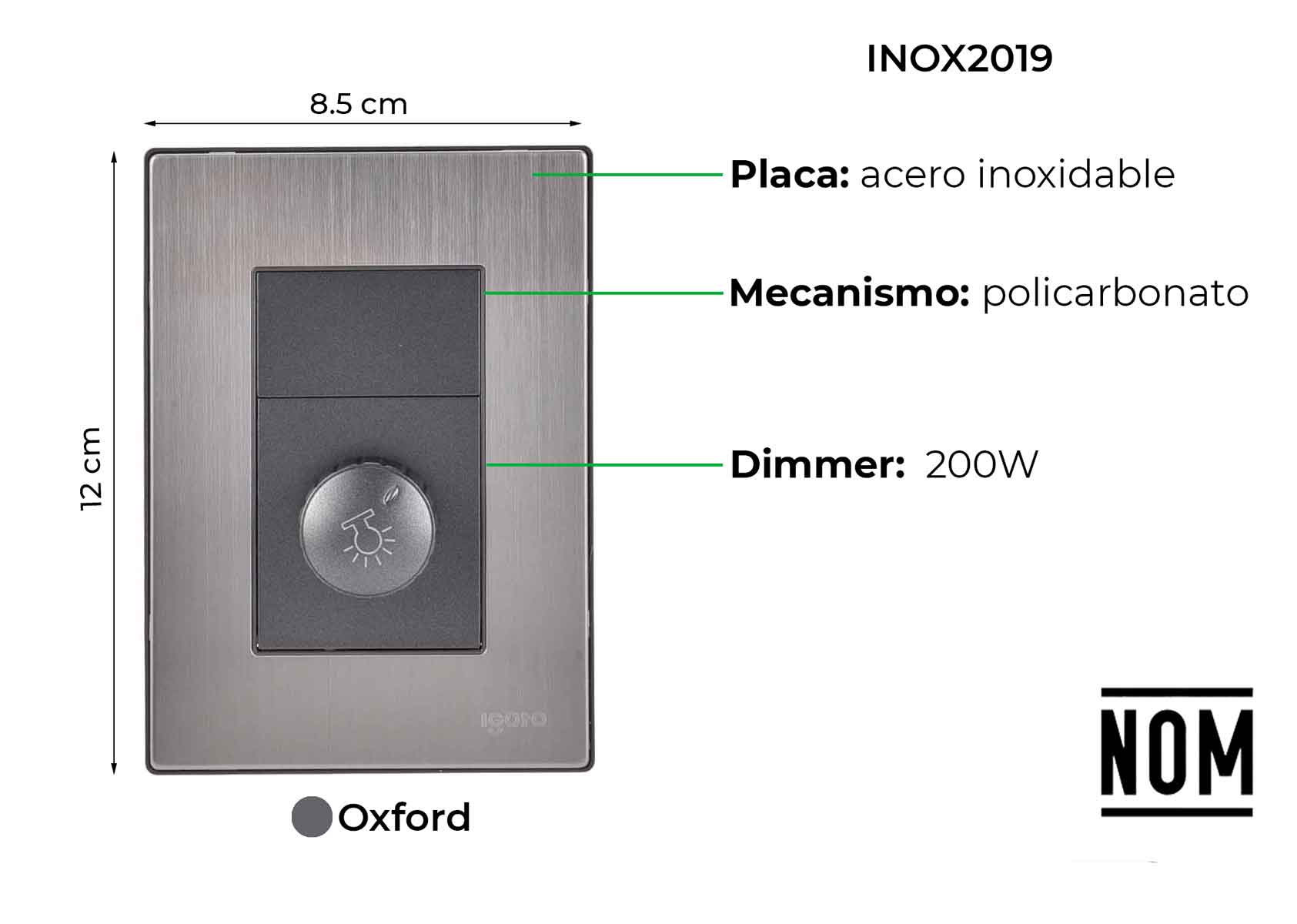 Placa Armada Inoxidable Con Dimmer Igoto IGOTO Ferreabasto