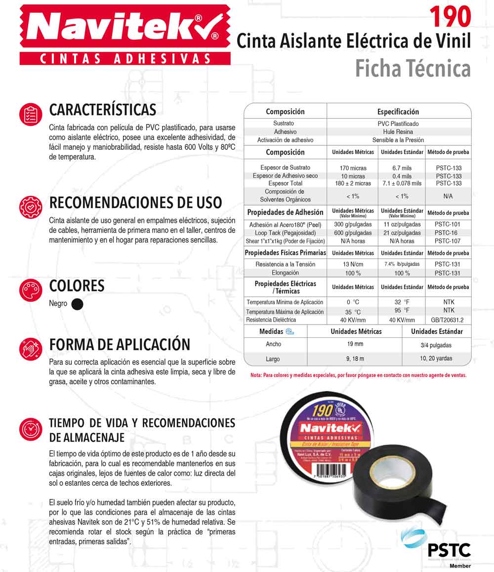 Cinta Aislante Electrica Vinil U L Navitek 19mm x 18m 10 Piezas NAVITEK Ferreabasto