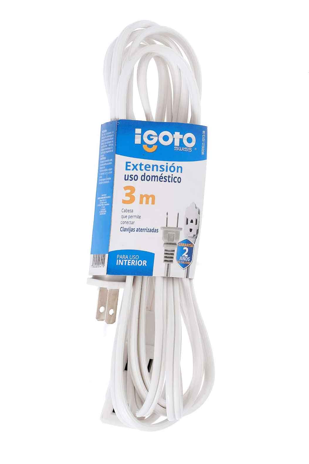 Extension Electrica Domestica Igoto 3m Blanca 2X16 Awg 5 Piezas - Ferreabasto