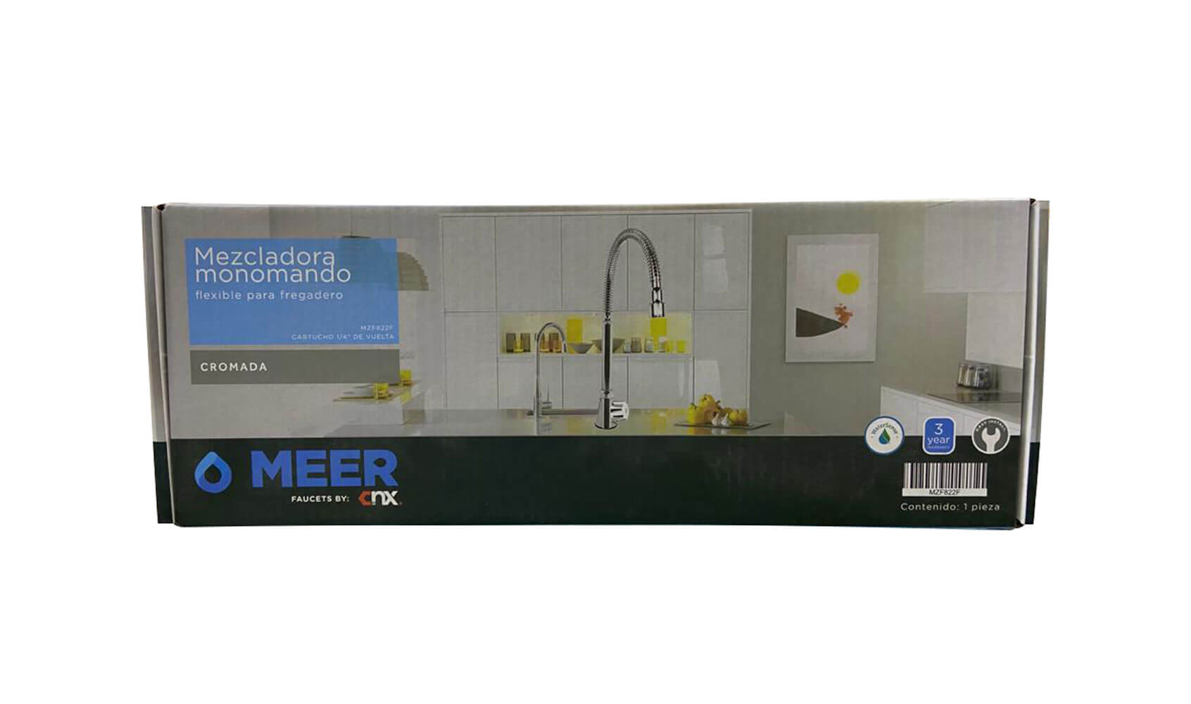 Mezcladora Flexible Meer Para Fregadero Compresion Acero Inox MEER Ferreabasto