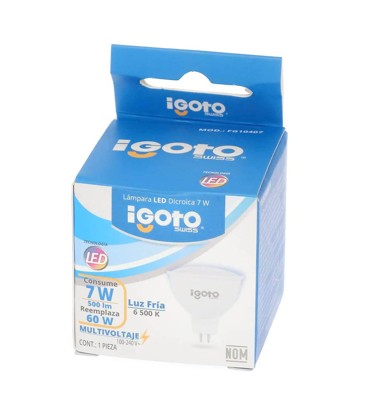 Foco Led Mr16 7W=60W 6500K Luz Fria Nom Igoto IGOTO Ferreabasto