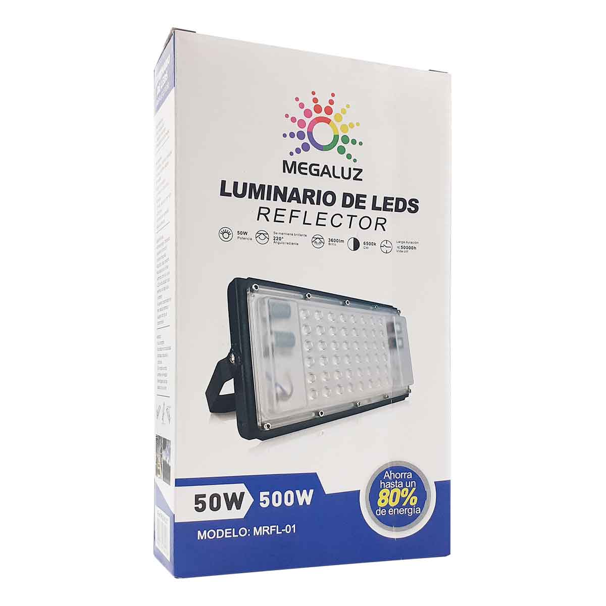 Lampara Led Reflector Megaluz 50W 3600lm Luz Dia Con Mica Opaca MEGALUZ Ferreabasto