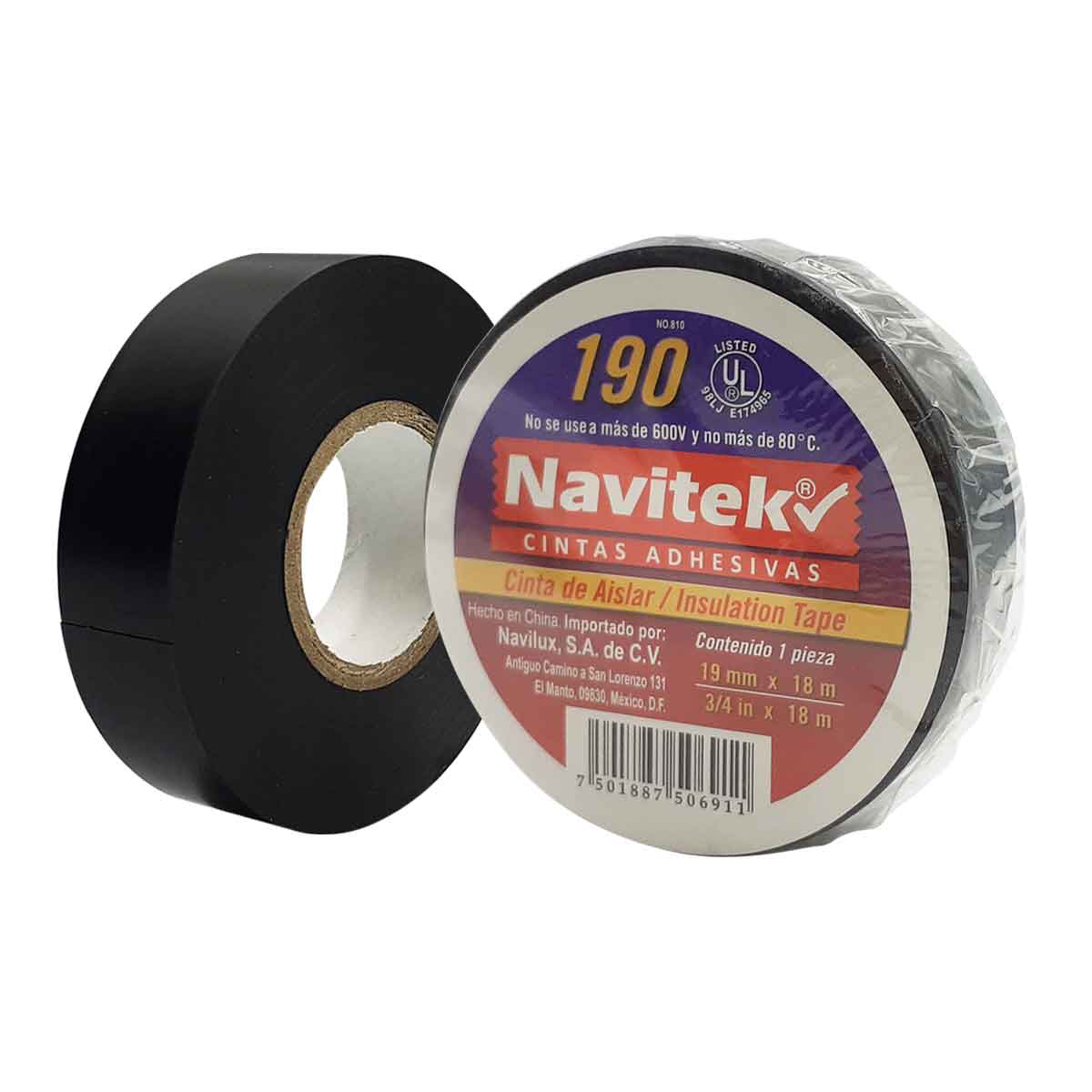 Cinta Aislante Electrica Vinil U L Navitek 19mm x 18m 10 Piezas NAVITEK Ferreabasto