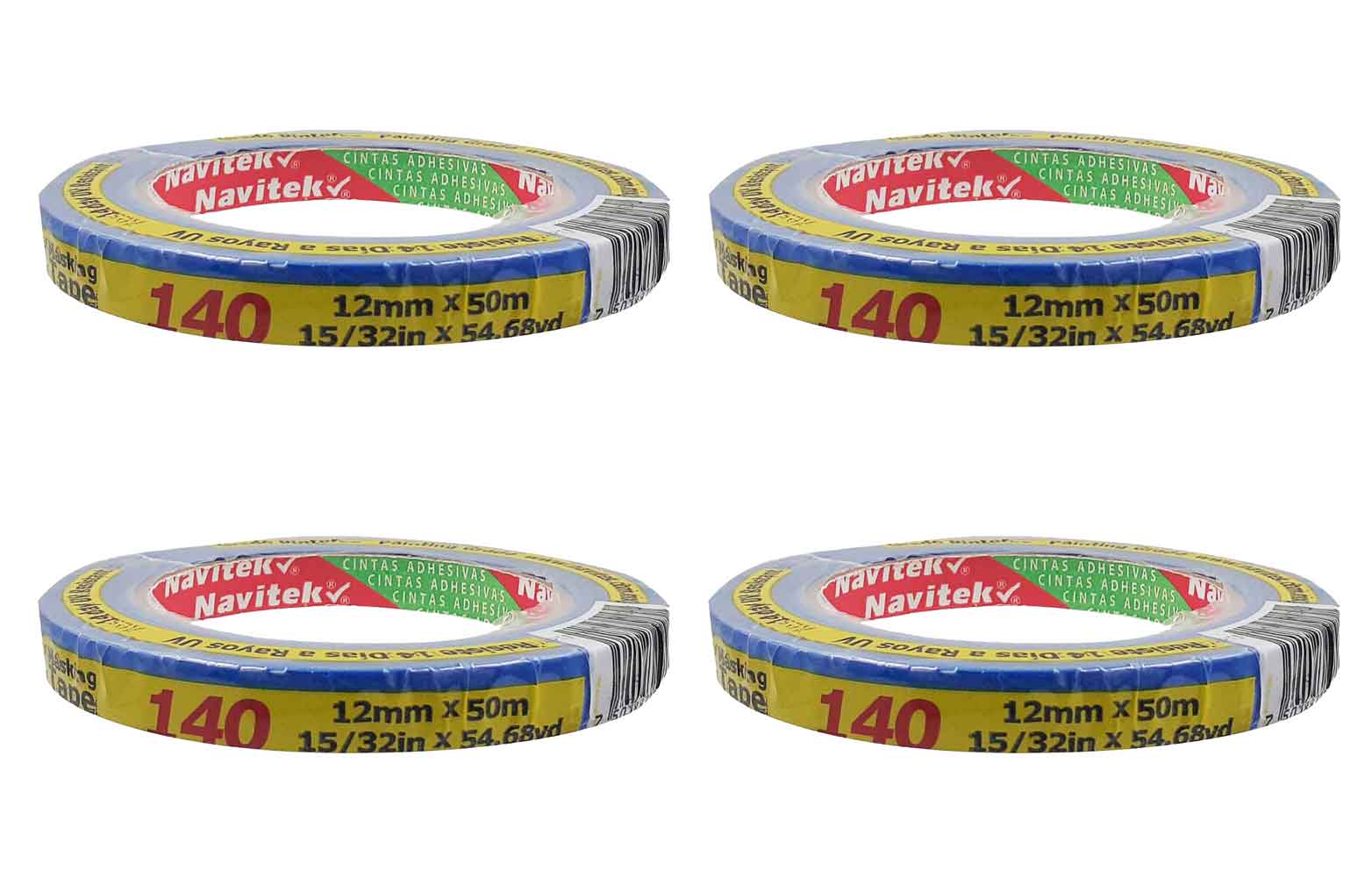 Masking Tape Azul 14 Dias Navitek 140 Para Pintar 12mm x 50m 4 Piezas NAVITEK Ferreabasto