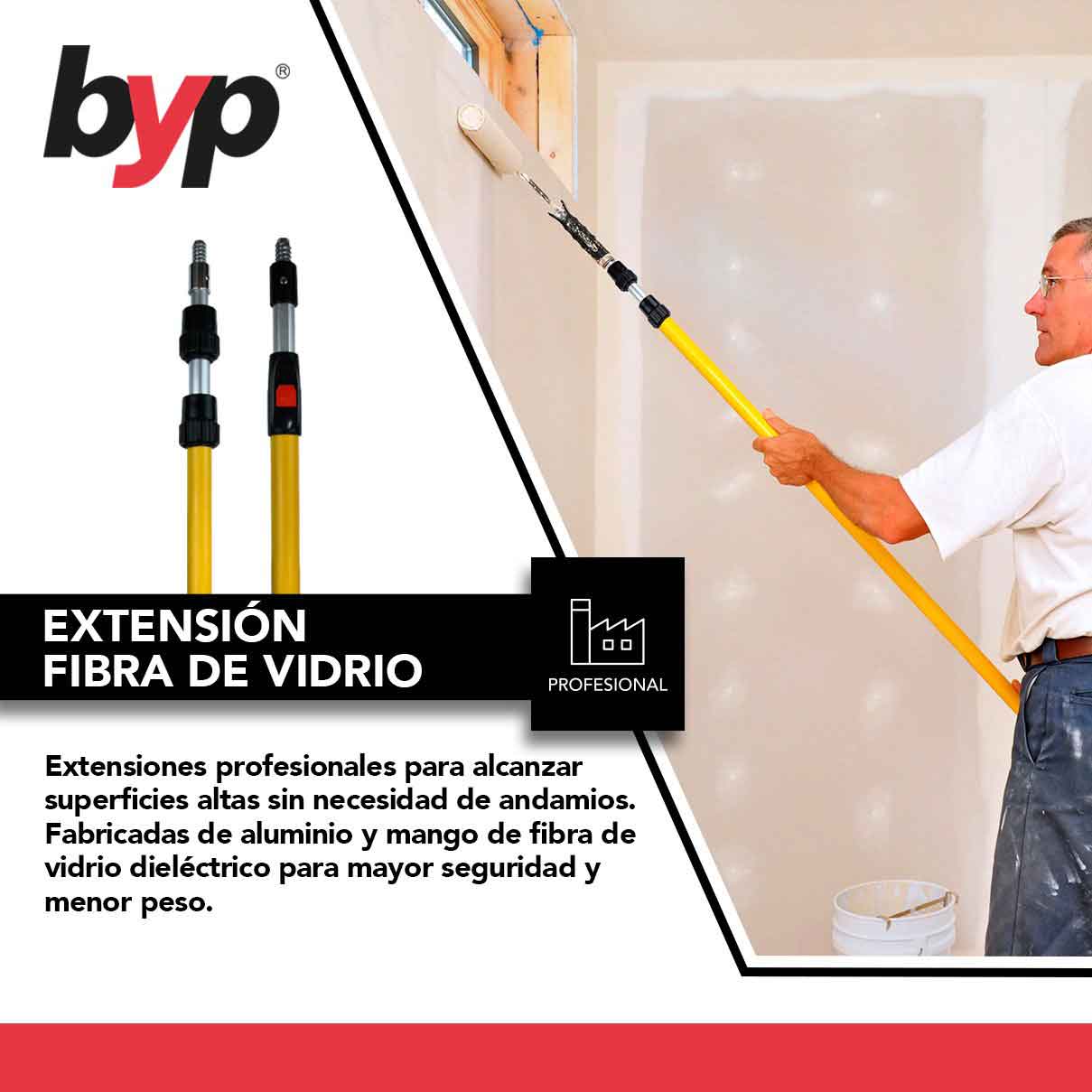Extension Fibra De Vidrio P/Rodillo 1.90 a 5.40m Pintura Byp BYP Ferreabasto