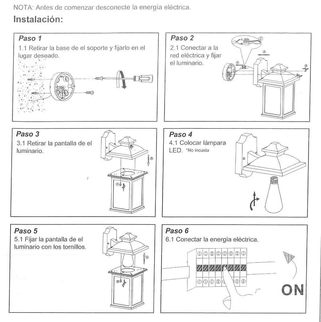 instrucciones de instalación farol boomer