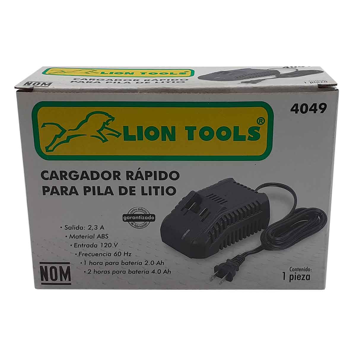caja cargador rapido para pila litio lion tools con cable