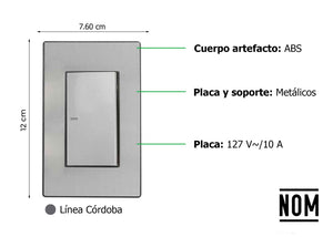 Placa Armada Un Apagador Sencillo Sanelec 4630 Cordoba Acero Inoxidable SANELEC Ferreabasto