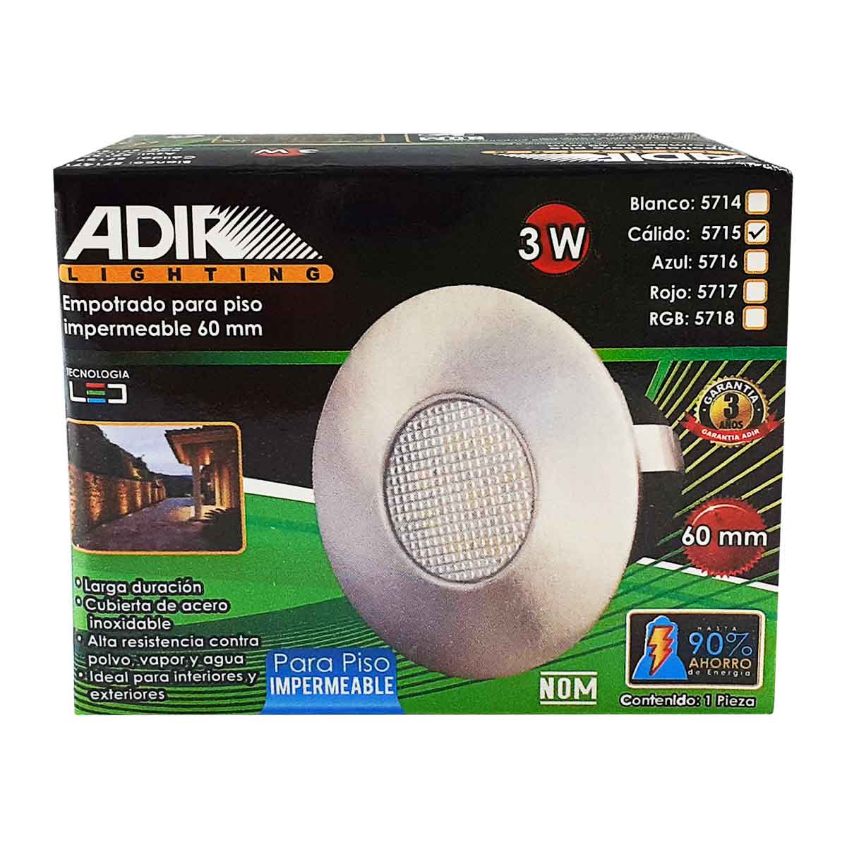 Luminario Led Para Empotrar En Piso Adir 5715 3W Luz Calida 60mm ADIR Ferreabasto