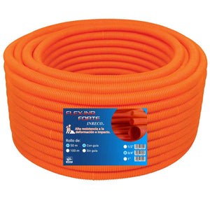 Tubo Poliducto Flexible Forte Con Guia Naranja 3/4 50M Flexinr INDUSMAYA Ferreabasto