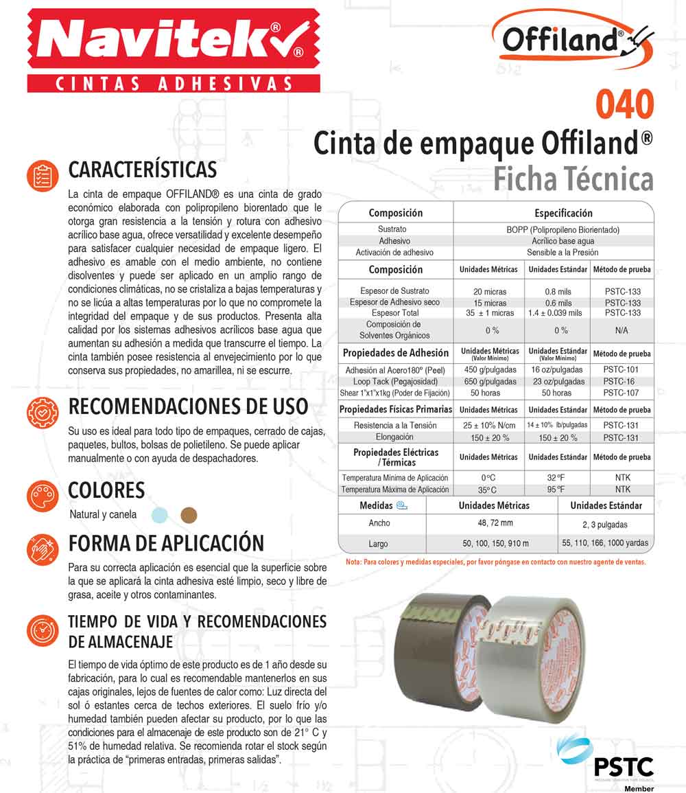 ficha tecnica cinta empaque natural