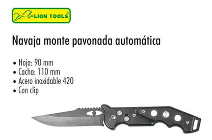Navaja Pavonada Automatica Lion Tools 9557 Con Clip 3 1/2 Pulgada LION TOOLS Ferreabasto