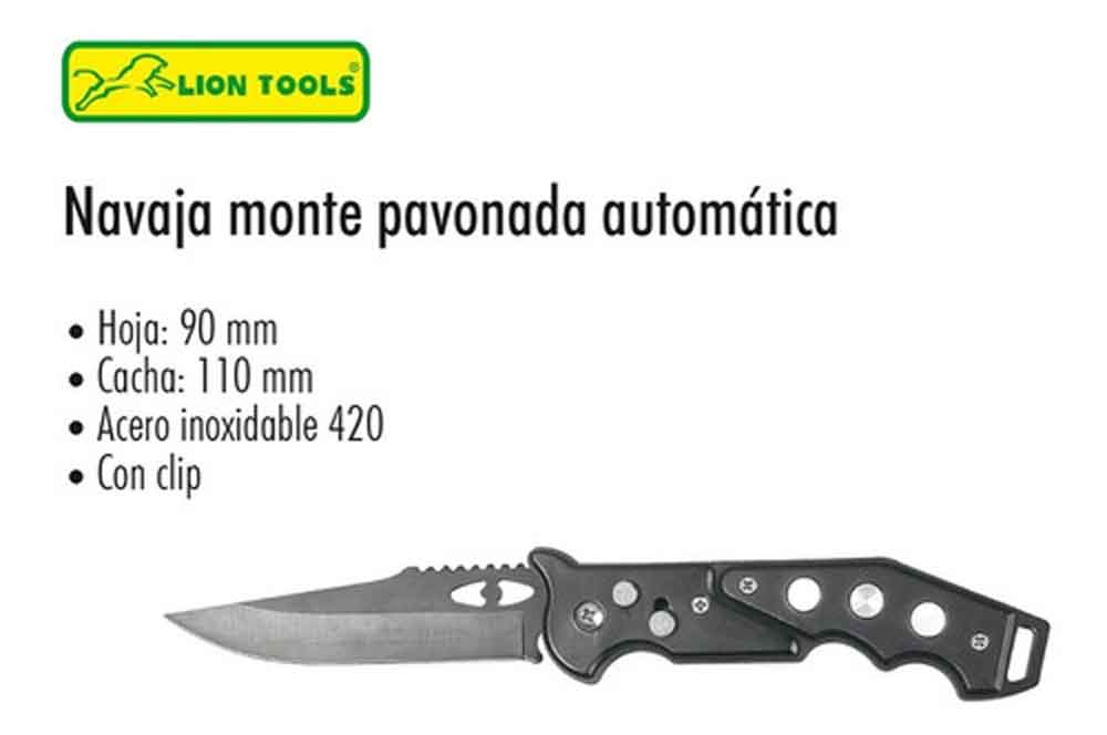 Navaja Pavonada Automatica Lion Tools 9557 Con Clip 3 1/2 Pulgada LION TOOLS Ferreabasto