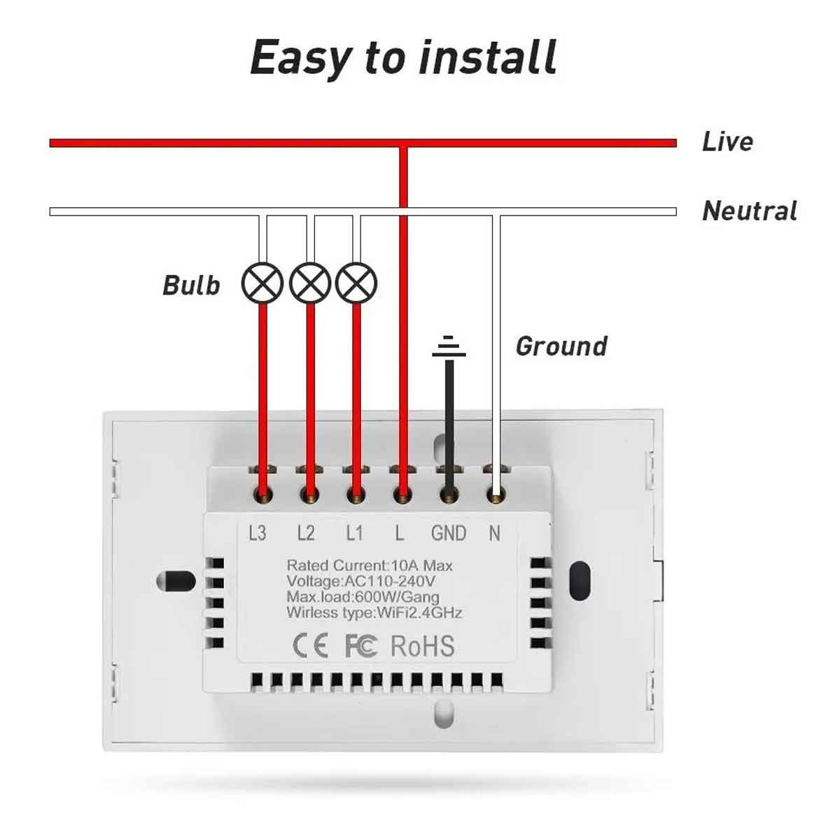 modo de conexion placa con apagador inteligente blanco touch