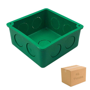 Registro 3x3 Empotrar Verde Cuadrado Sin Tapa Plastico 46 Piezas INRECO Ferreabasto