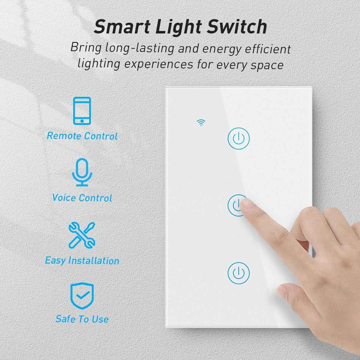 Apagador Inteligente Wifi Touch 4 Botones Blanco Compatible Con