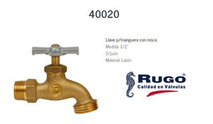 Llave Para Manguera De Jardin Con Rosca 1/2" Laton Fontanery - Ferreabasto