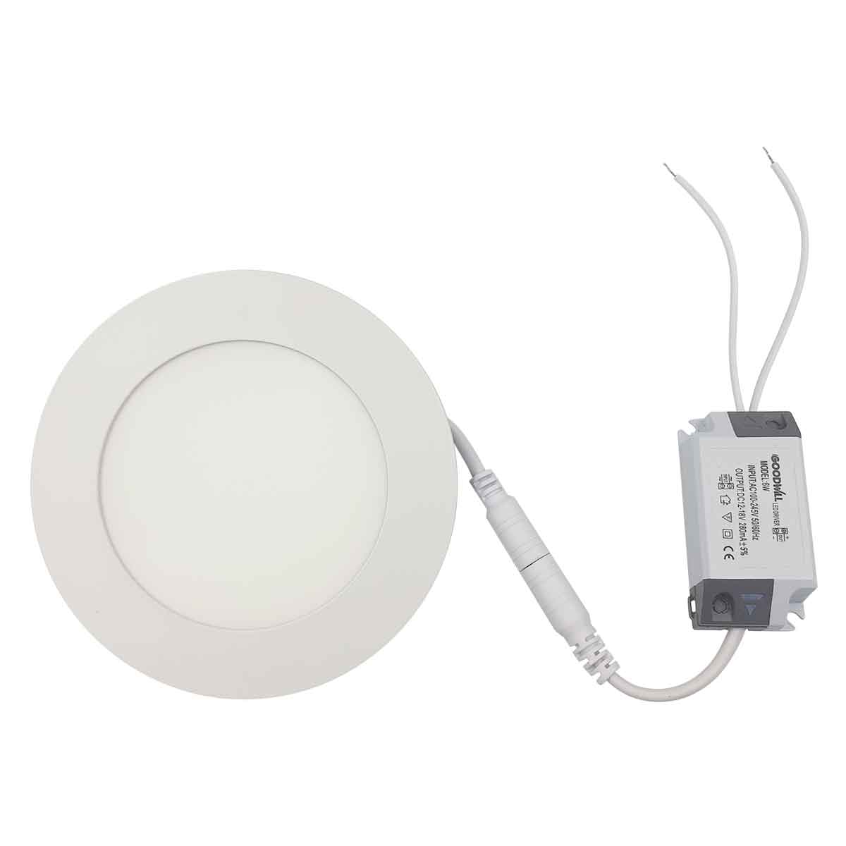 Lampara Led Circular Empotrable Blanca Para Techo 6w Luz Fria vista frontal