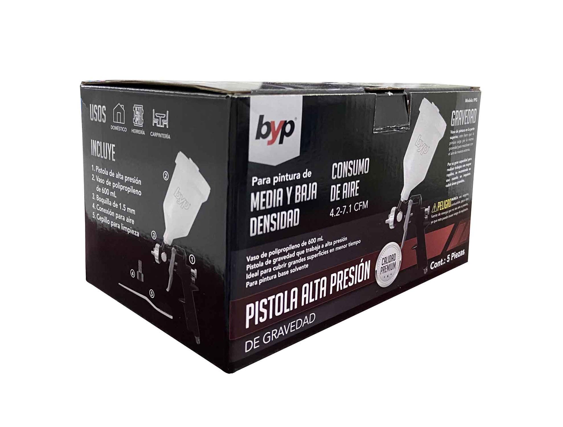 Pistola Gravedad Tradicional Alta Presion 600ml Pintura Byp BYP Ferreabasto