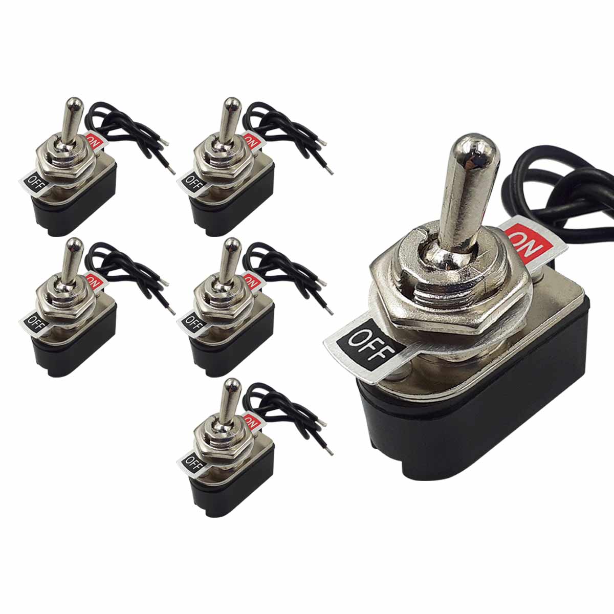 Apagador De Palanca Con Cables 127V 6A Switch Metal 6 Piezas YEILITE Ferreabasto