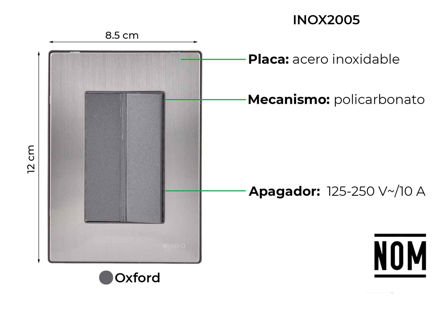 Placa Armada Inoxidable Con 1 Apagador Sencillo De 3 Modulos Igoto IGOTO Ferreabasto