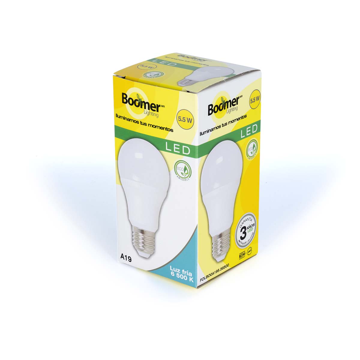 Foco Led A19 Boomer 5.5W High Lumen (500 lumenes) Luz Dia 6500K BOOMER Ferreabasto