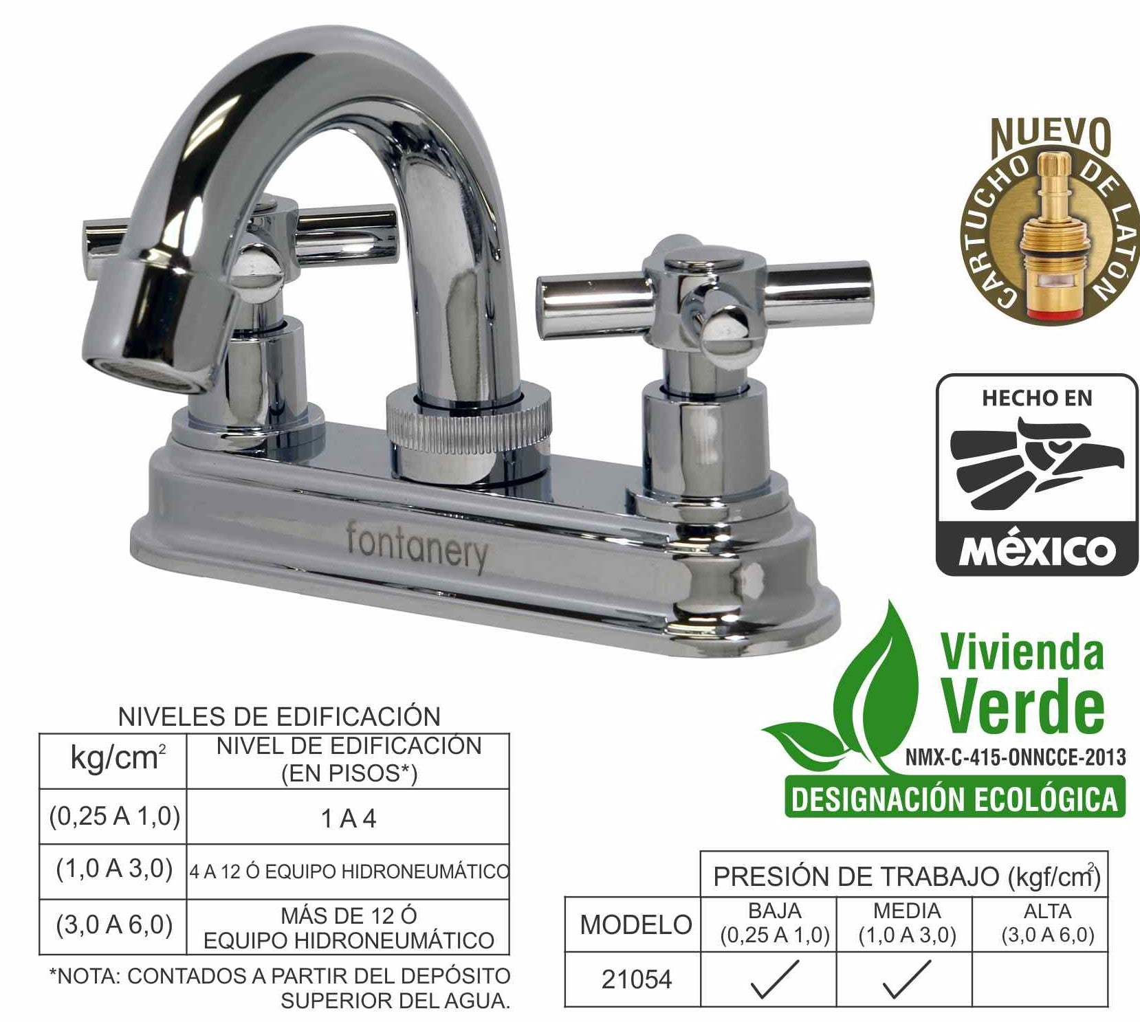 Mezcladora Lavabo ABS Acabado Cromo Maneral Cruz Fontanery - Ferreabasto