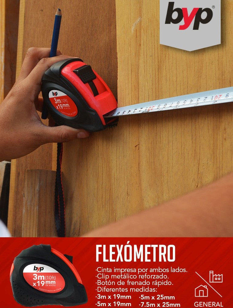 Flexometro 3M X 19Mm Doble Marcado Anti-impacto Byp