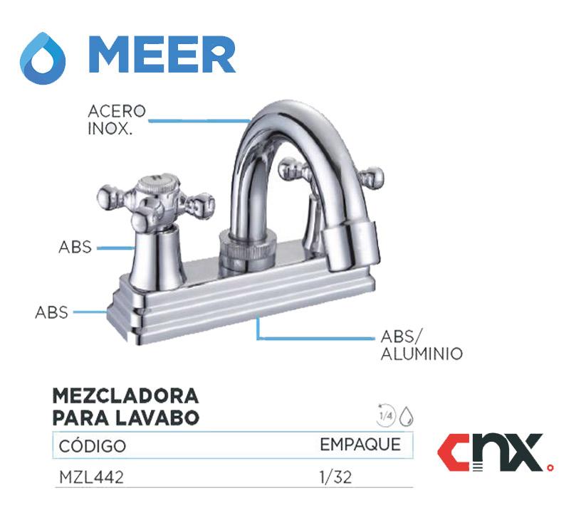 Mezcladora Para Lavabo 1/4 De Vuelta Abs/Laton Cnx MEER Ferreabasto