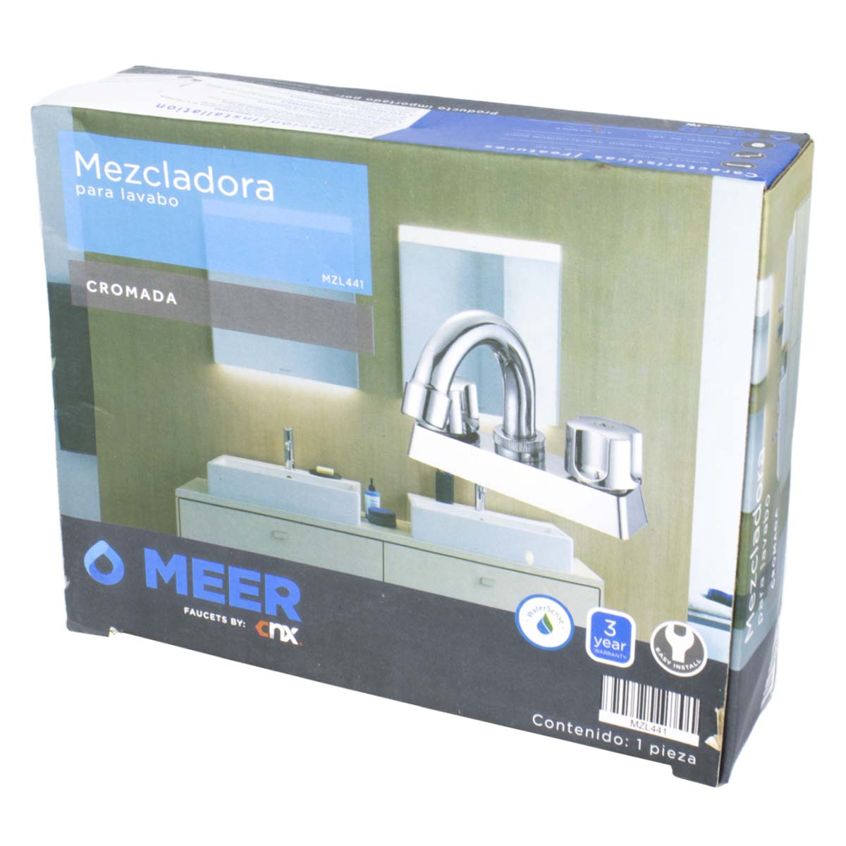 Mezcladora Para Lavabo Meer 1/4 De Vuelta Acero Inox MEER Ferreabasto