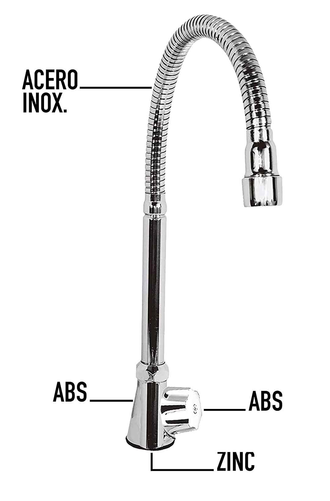 Mezcladora Flexible Meer Para Fregadero Compresion Acero Inox MEER Ferreabasto